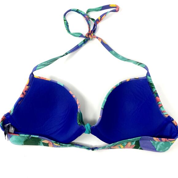 Aerie Purple Floral Push-up Wired Summer Beach Bikini Set Top 36C Bottom L - Picture 5 of 13